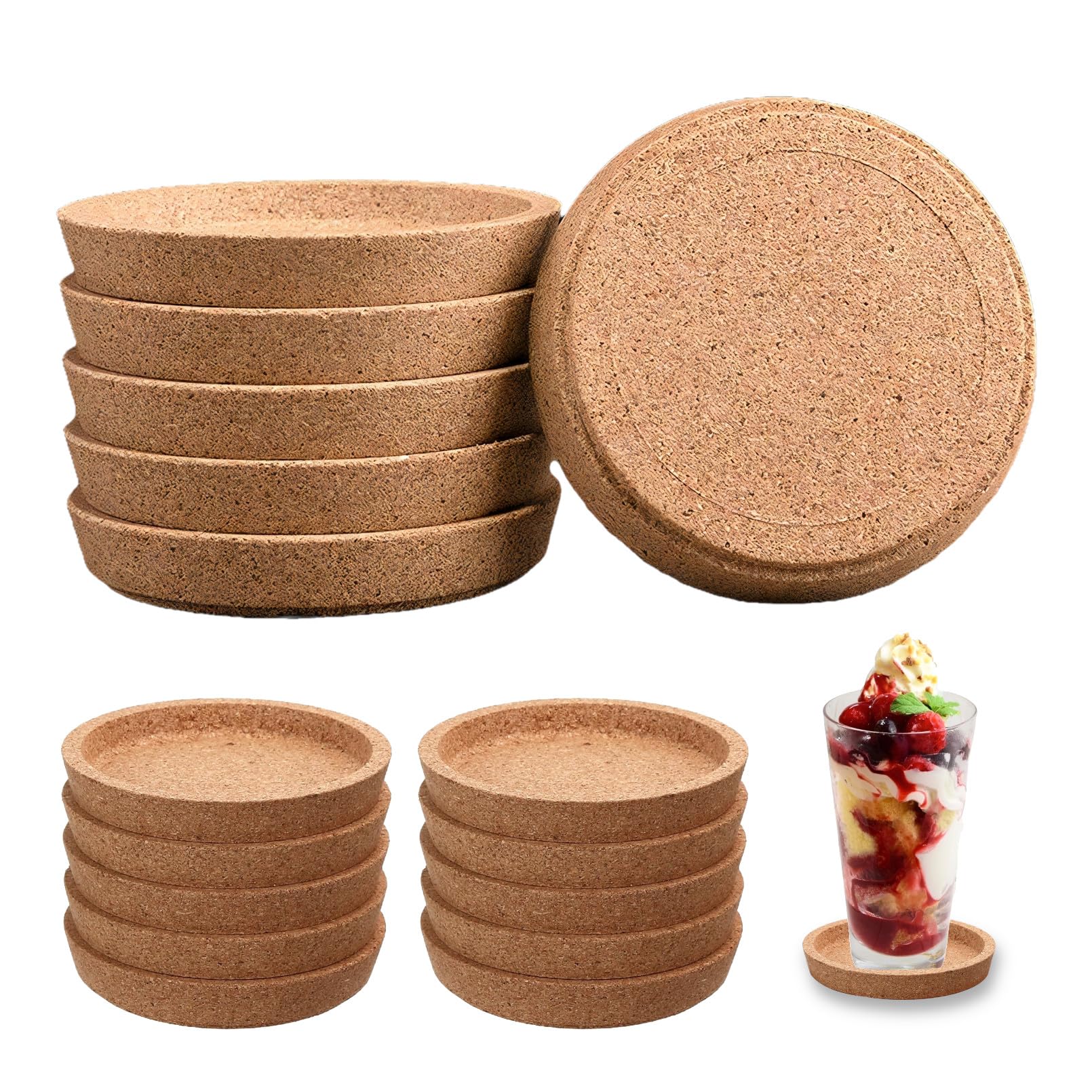 Amazon｜heizi コルクコースター 厚め 丸 深型 おしゃれ 吸水 大きめ